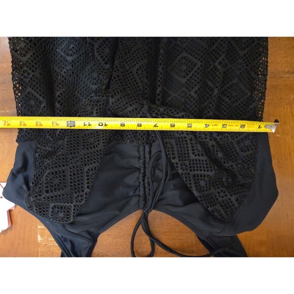 Wantdo One Piece Swimsuit Swimdress Sz 16-18 Black Crochet Padded Cups Bathing - Picture 7 of 7